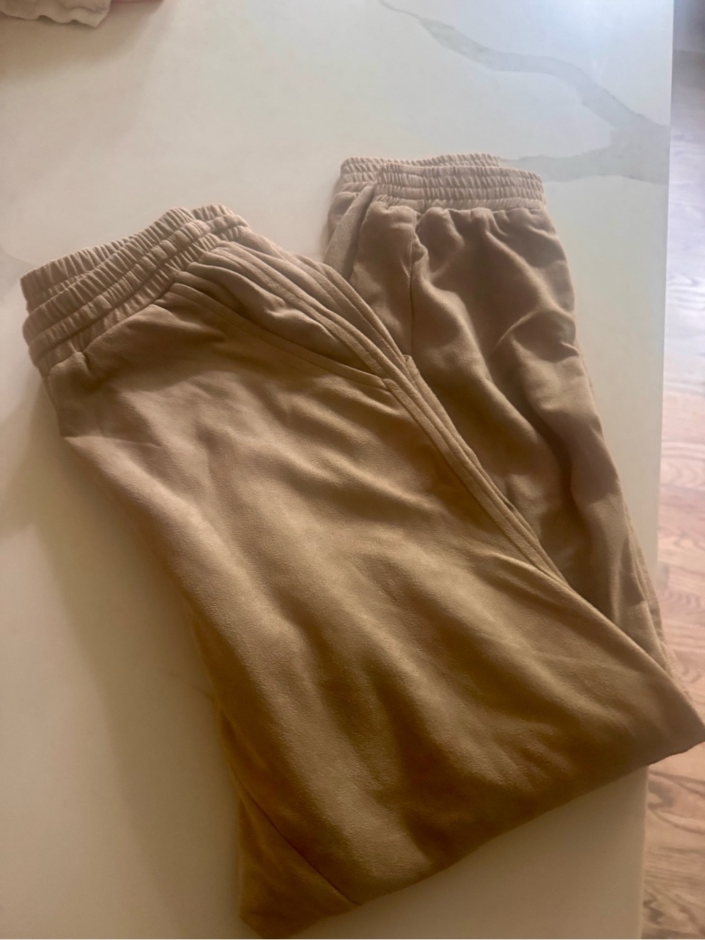 fab'rik Women’s Tan Elastic Drawstring Joggers with pockets